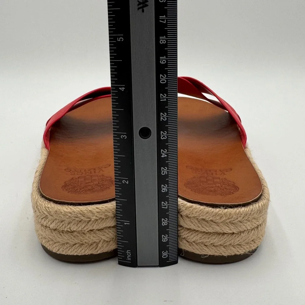 Vince Camuto Carran Red Leather Criss Cross Espadrille Slide Sandals Womens 9M